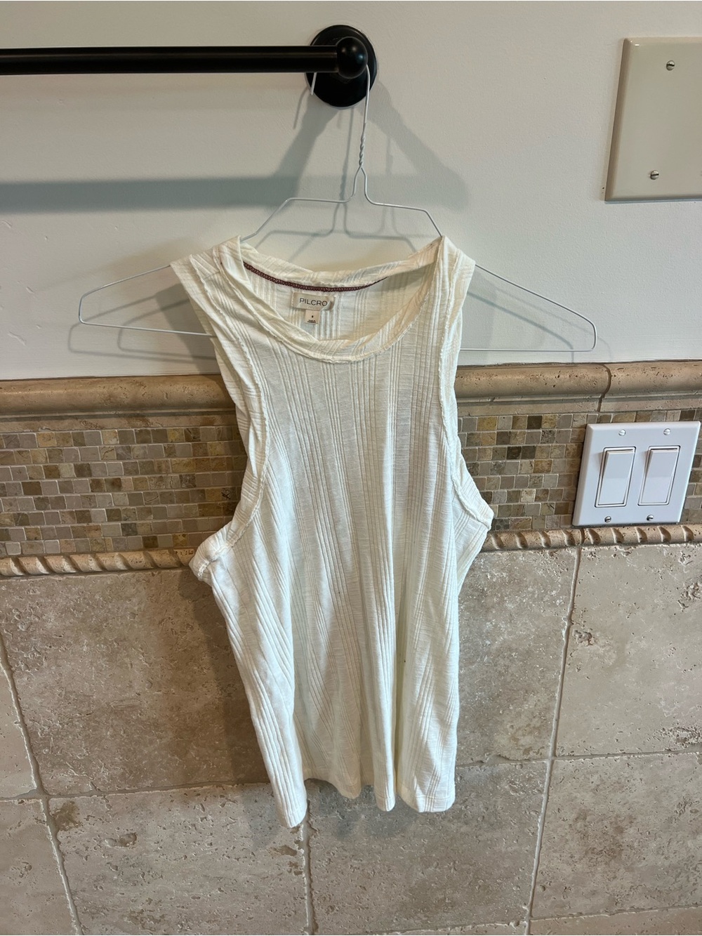 Pilcro Ribbed Tank Top in Off-White